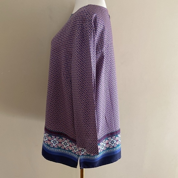 Talbots Print Tencel Tunic Blouse - Picture 4 of 11